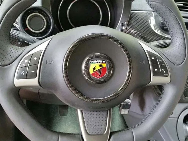 FIAT 500 Steering Wheel Center Trim Pieces (2) Carbon Fiber